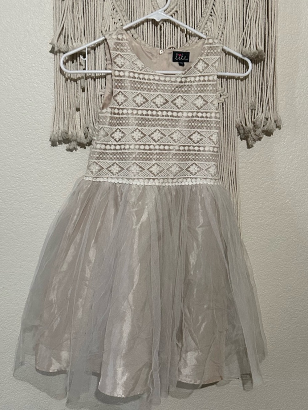 lilt Cream Embroidered Lace Overlay flower girl dress size 12